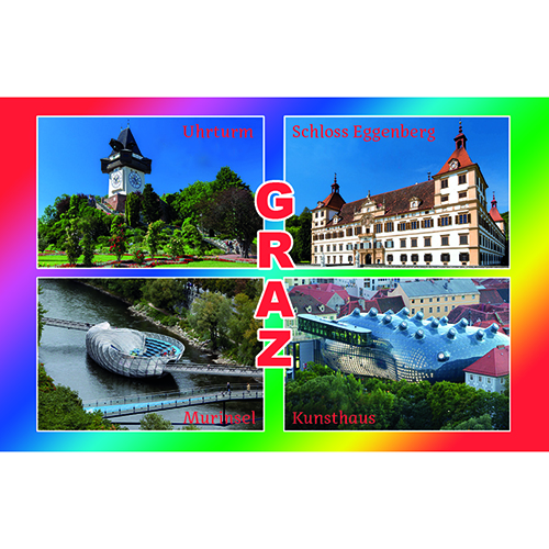 Fotomagnet Graz farbig 4 Bilder - austriasouvenirs