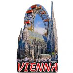807 Holz Magnet WIEN Vienna Hoch Stefanskirche und Riesenrad 1 Magnet