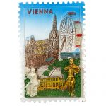 QIM140036 Briefmarken Magnet Mozart & Strauss+Stephanskirche 1,1 Magnet